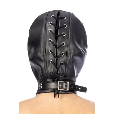 Cagoule noire ouverture bouche extensible Fetish Tentation