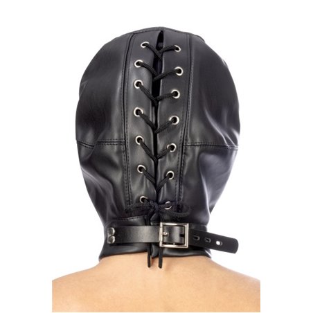 Cagoule noire ouverture bouche extensible Fetish Tentation