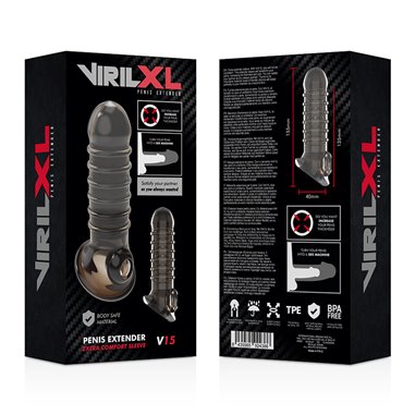 Gaine réaliste avec Anneau Confort Sleeve V15 Noir VirilXL
