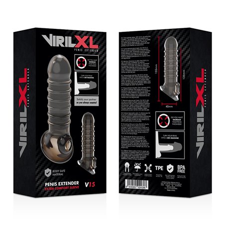 Gaine réaliste avec Anneau Confort Sleeve V15 Noir VirilXL