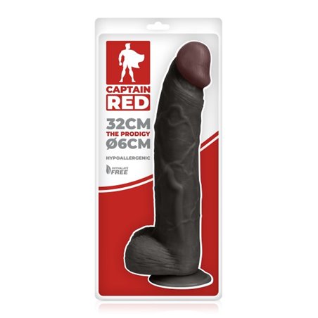 Prodigy Black Gode réaliste ventouse 32 cm Captain Red