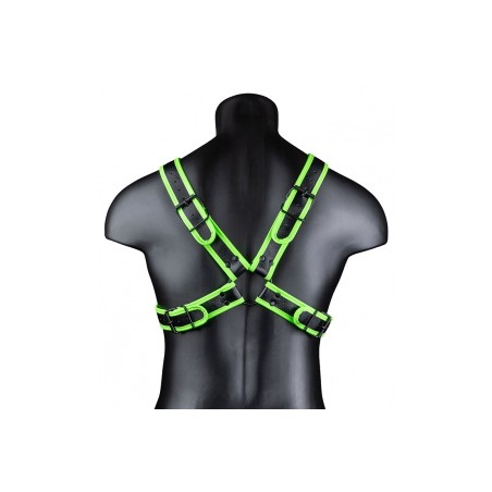 Ouch - Harnais phosphorescent Cross Glow Noir-Vert Néon