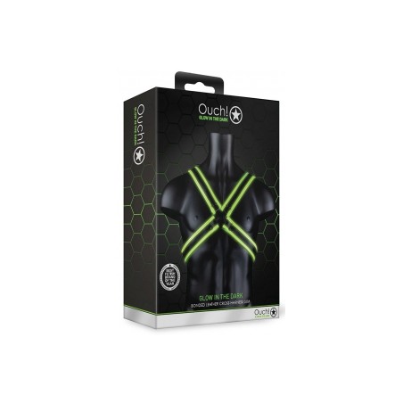 Ouch - Harnais phosphorescent Cross Glow Noir-Vert Néon