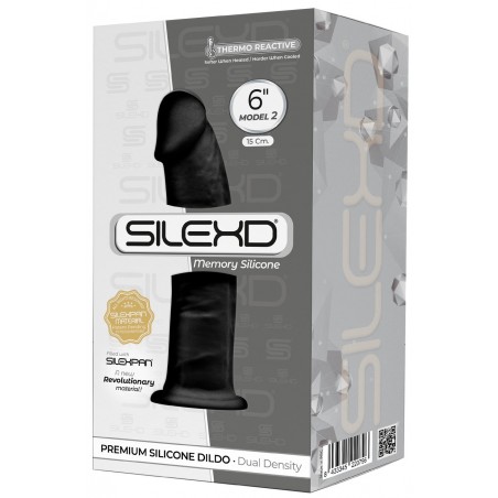 SilexD 6 - Gode réaliste double densité - 15 cm Noir