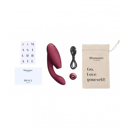 Womanizer - Duo 2 stimulateur clitoridien air pulsé et vibromasseur point G  bordeaux