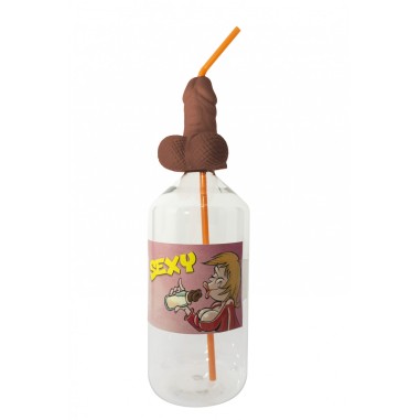 Divertysex - Bouteille avec paille pénis marron...