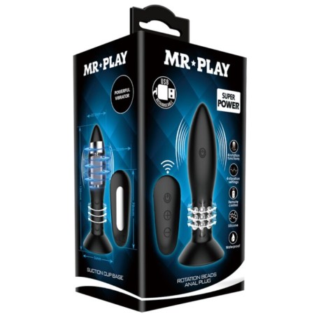 Mr Play - Plug anal vibrant / billes rotatives avec télécommande