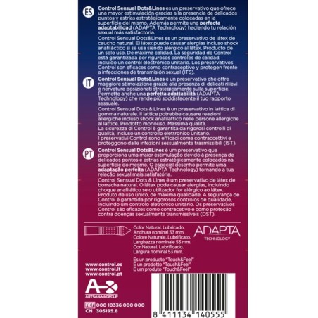 Control - Préservatifs points et lignes - Latex naturel - 12 unités