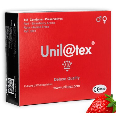 Unilatex - Préservatifs rouge goût fraise - 144...