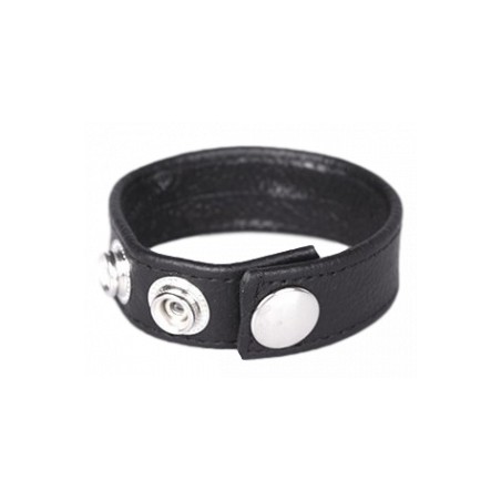 Anneau Pénien Cuir Noir 3 Pressions