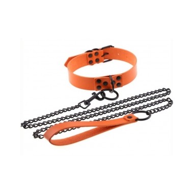 Collier et laisse Punk - Orange