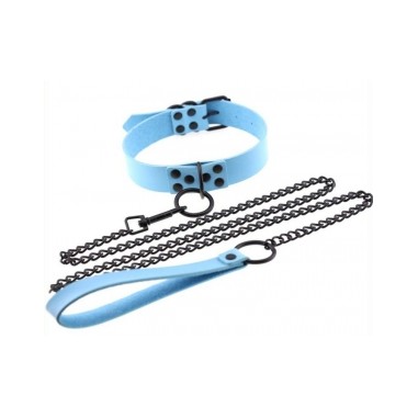 Collier et laisse Punk - Bleu ciel