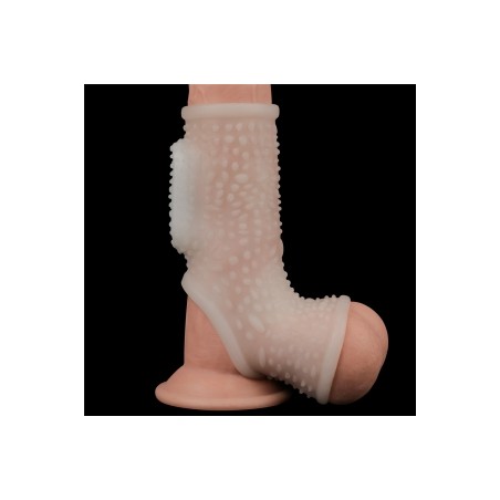 LoveToy - Gaine de pénis vibrante avec Ballstretcher - 10 cm