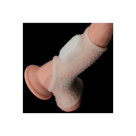 LoveToy - Gaine de pénis vibrante avec Ballstretcher - 10 cm