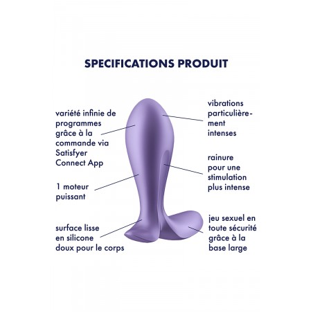 Satisfyer - Plug Intensity - 7 x 2.5 cm connecté - Mauve