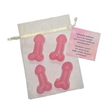 4 minis savons en forme de pénis - Melon