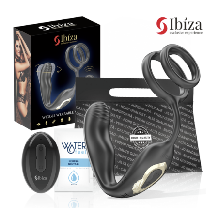 Ibiza - Wiggle - Plug anal rotatif télécommandé avec vibrations et anneaux péniens