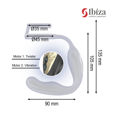 Ibiza - Wiggle - Plug anal rotatif télécommandé avec vibrations et anneaux péniens