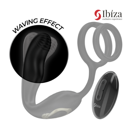 Ibiza - Wiggle - Plug anal rotatif télécommandé avec vibrations et anneaux péniens