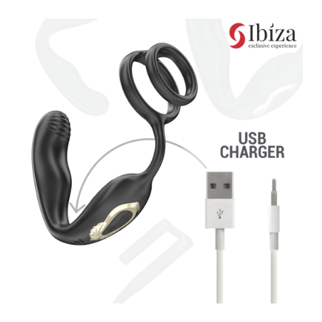 Ibiza - Wiggle - Plug anal rotatif télécommandé avec vibrations et anneaux péniens