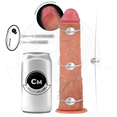 Cock Miller - Gode réaliste à ventouse avec télécommande pour la vibration - 20,5 CM