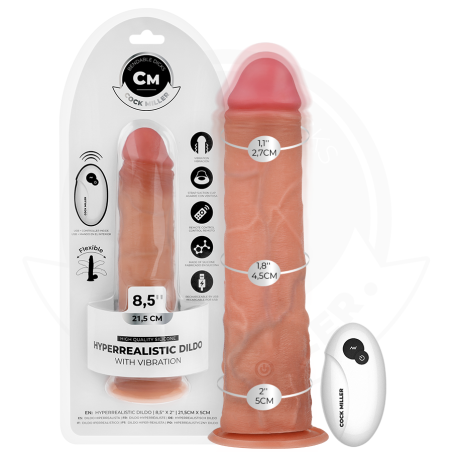 Cock Miller - Gode réaliste à ventouse avec télécommande pour la vibration - 21,5 CM