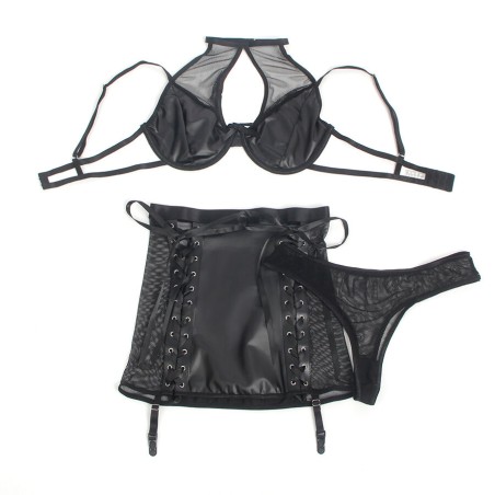 Ensemble 3 pièces - Subblime - Simili cuir noir - S/XL