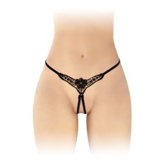 String ouvert - Cottelli - Broderie noire - Taille unique