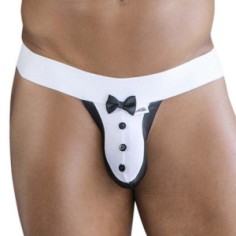 Déguisement - String Nestor - Blanc et noir - S/M