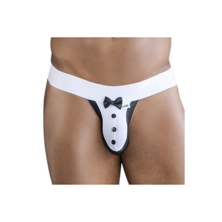 Déguisement - String Nestor Blanc-Noir - S/M