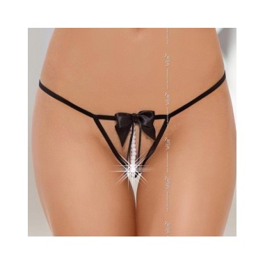 String ouvert - Azzura - Perles et noeud - Noir