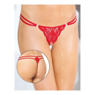 String ouvert - Dentelle - Rouge