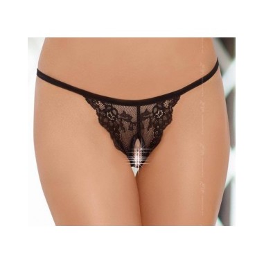 String Ficelle ouvert sur l'entrejambe - Noir