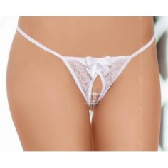 String ouvert - Dentelle et noeud - Blanc