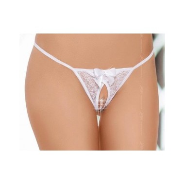 String ouvert - Dentelle et noeud - Blanc -...