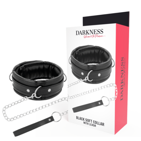 Darkness - Collier en cuir souple avec laisse