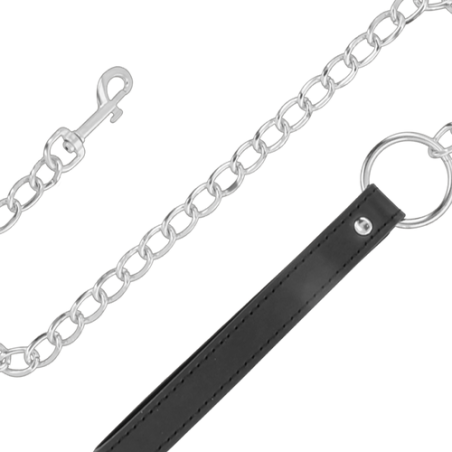 Darkness - Collier en cuir souple avec laisse