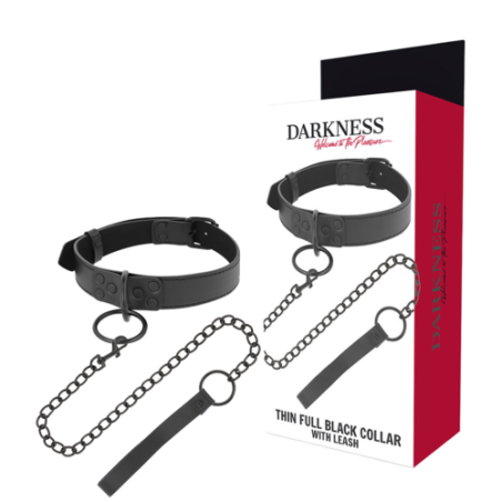 Darkness - Collier noir avec laisse
