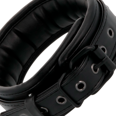 Darkness - Collier noir doublé avec laisse