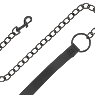 Darkness - Collier noir doublé avec laisse