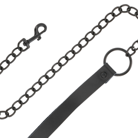 Darkness - Collier noir doublé avec laisse
