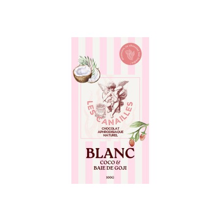 Tablette de Chocolat Aphrodisiaque Blanc Coco & Baie de Giji 100g