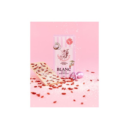 Tablette de Chocolat Aphrodisiaque Blanc Coco & Baie de Giji 100g