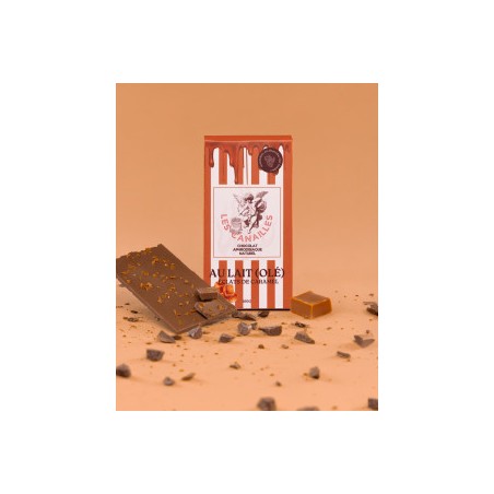 Tablette de chocolat aphrodisiaque au lait - Éclats de caramel - 100g