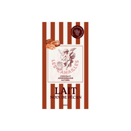 Tablette de chocolat aphrodisiaque au lait - Noix de pécan - 100g