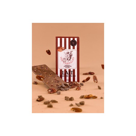 Tablette de chocolat aphrodisiaque au lait - Noix de pécan - 100g