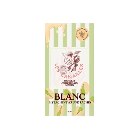Tablette de Chocolat Aphrodisiaque Blanc Pistache 100g