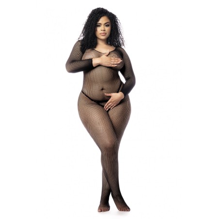 BODYSTOCKING RÉSEILLE À MANCHES LONGUES NOIR OSX