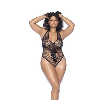 BODY EN RÉSEILLE À FLEURS NOIR OSX