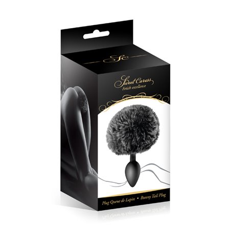 Plug anal noir pompon queue de lapin Sweet Caress